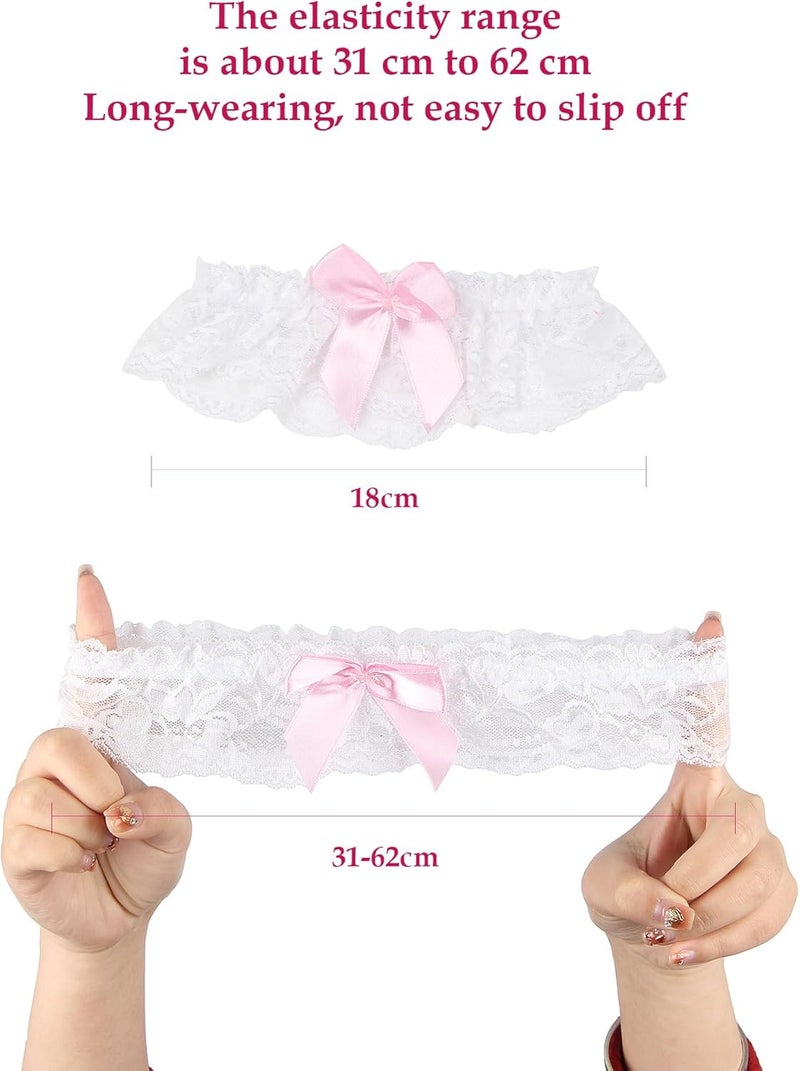 OhYeah! Lace Wedding Garters for Bride Bridal Garter Set Elastic Leg Garters for Thigh with Bow Party Prom Bridal Lingerie - Image 2